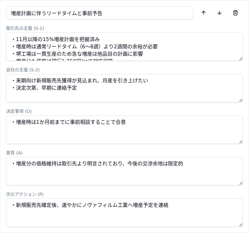 AIが構造化した抽出結果の確認画面